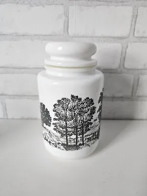 Opaline Milk Glass Food Storage Apothecary Jar Cannister Lidded Vintage 19x10cm • £7.99