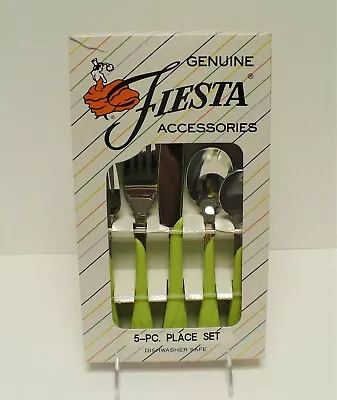 FIESTA CHARTREUSE SWIRL FLATWARE 5-Pc. Set From 1999 New Old Stock FREE SHIPPING • $49