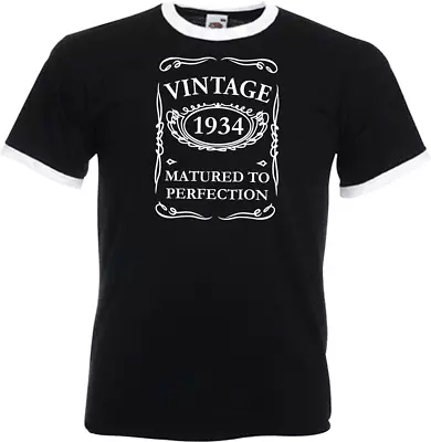 90th Birthday Gifts Presents Year 1934 Mens Ringer Vintage T-Shirt Matured To • £9.99