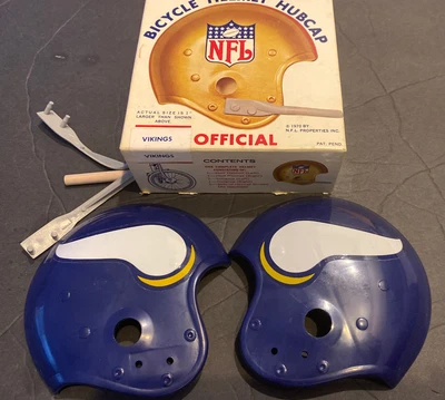 $91 • Buy 1970 Nfl Football~minnesota Vikings~boxed Pro-helmet Bicycle Hubcap” Kit