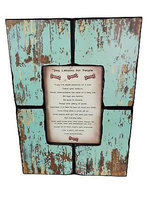 Z Gallerie Blue Coastal Distressed Farmhouse Picture Frame Dog Lessons People • $26.50