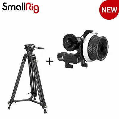 SmallRig 73  Video Tripod Heavy-Duty Fluid Head Pro Tripod + Mini Follow Focus • £183.55