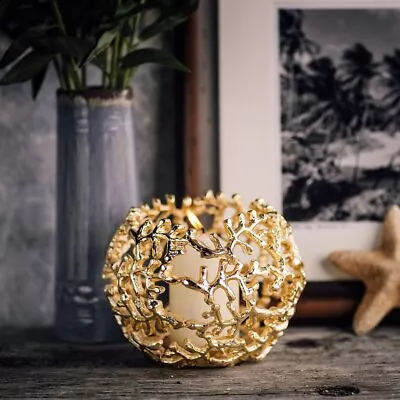 Culinary Concepts Coral Globe Votive Candle Holder Stand - Gold Finish • £68.91