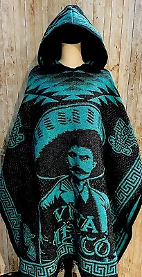 Mexican PONCHO Gavan Pancho Villa Y Emiliano Zapata Sarape Double Sided Hoodie • $65