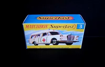 Matchbox Lesney Superfast No.3c Mercedes Ambulance - Reproduction Box (Box Only) • £2.89