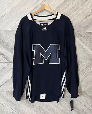Adidas Michigan Wolverines Hockey Jersey Size 54G Navy White New • $108.47
