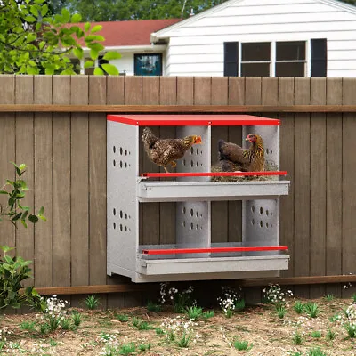 4 Hole Chicken Nesting Box Hen Laying Nest Boxes W/ Rollout Egg Collection Metal • $109.50