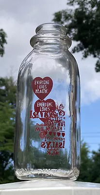 Vintage Isaly's Glass Pint Milk Bottle Everyone Loves Dairy • $17.99