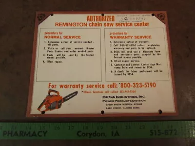 Vintage Remington Chainsaw Paper Print Ad Dealer Service Sign Display Dupont • $6.63