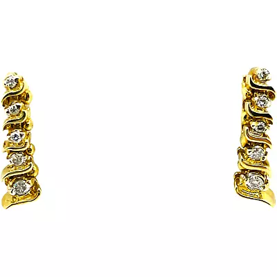 Vintage 14k Yellow Gold Diamond Post Drop Earrings • $467.49