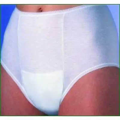 £9.49 • Buy Ladies Cotton WHITE Incontinence Briefs Pants Knickers Built In Waterproof Pad