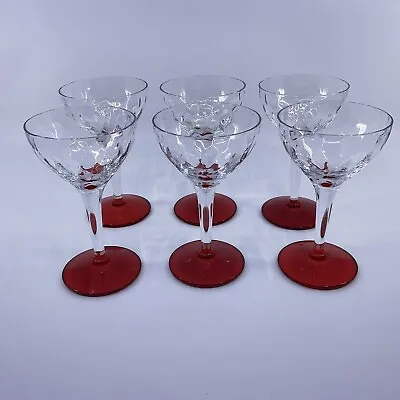 Set Of 6 Morgantown Glass Co Fire And Ice #6060 Red Footed Cocktail 4 Oz • $125