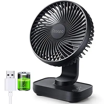 USB Desk Fan 4000mAh Rechargeable Battery Operated Table Fan 4 Speeds 5inch • £19.82