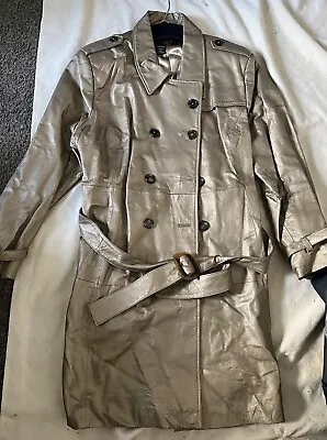 Vintage Terry Lewis Gold Leather Trench Coat  • $100