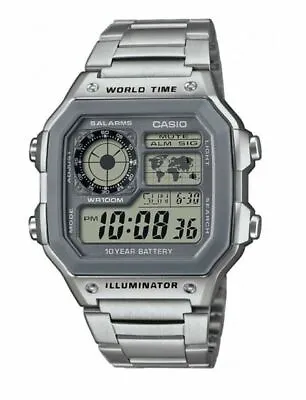 Casio AE1200WHD-7AV Chronograph Watch Illuminator 5 Alarms World Time NEW • $32.87