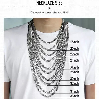 16-36  Stainless Steel Silver Chain Cuban Curb Womens Mens Necklace 3/5/7/9/11mm • $4.99