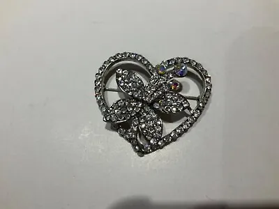 Flower Heart Brooch Diamante 5cm Packed As Cake Decoration  • £2.99