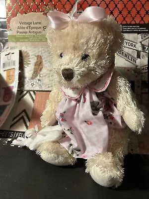 Vintage Teddy Bear Dress Pink Flowers Bows And Mini Pet Bunny Rare Collectibles • $15