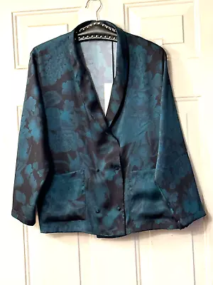 NWT ZARA Women Studio Sz S Light Jacket Blazer Long Green Floral Pockets • $19.50