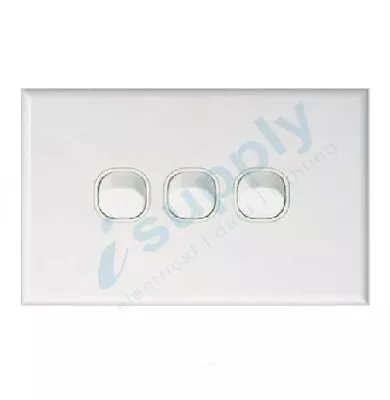 DEXTON 3 Gang Slim 5mm Triple Light Switch White DXSW3 • $13.89