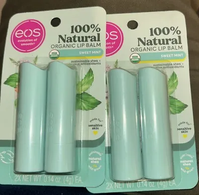 EOS Organic Lip Balm Sweet Mint Twin Pack .14oz (Lot Of 2) • $9.99