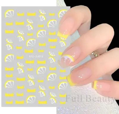 3D Nail Art Stickers Transfers Decals Metallic Fruit Yellow Lemon Slice NS39 • $2.49