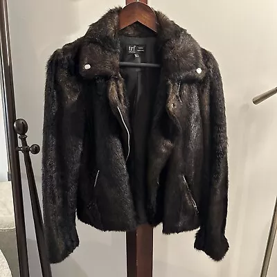 Zara Faux Fur Motorcycle Jacket Brown Size Small S • $35