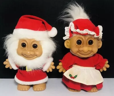 Vintage RUSS Santa And Mrs. Claus Troll Dolls Christmas 8  Pair Large Size • $23