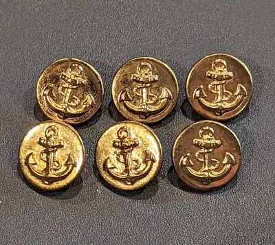 Vintage Anchor Buttons Set Of 6 Brass Metal • $9.95