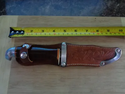 Vintage Finnish Leather Handle Fixed Blade Knife With Sheath - Made In Finland • $75