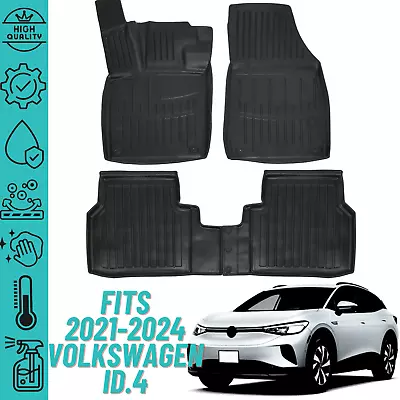 3D Floor Mats For 2021-2024 Volkswagen ID.4 (ID4) Heavy Duty All Weather Liner • $89.99