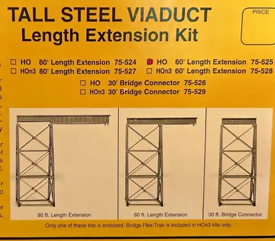 60 Ft TALL STEEL VIADUCT EXTENSION BRIDGE & TOWER - HO Scale - KIT 75525 - NEW • $32.89