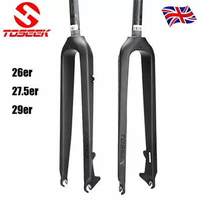 Toseek MTB Bike Rigid Forks Carbon 1-1/8'' Cycling Fork Disc Brake 26/27.5/29er • £87.95