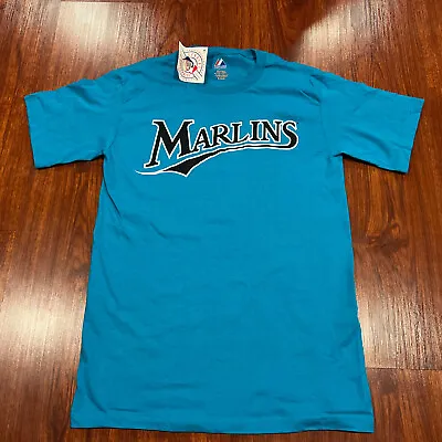 Majestic Men’s Miami Marlins Teal Jersey Shirt Small S Baseball MLB Florida • $5