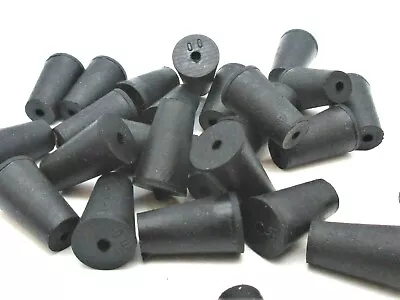 #00 Solid Rubber Stoppers  Lab Tapered Plug Cork 1 Hole Fits 13/32  To 19/32  ID • $13.50