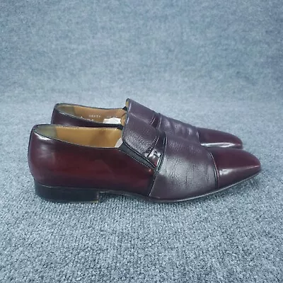 Moreschi Captoe Oxford Shoes Mens Size 11 Burgundy Exotic Leather Dress Slip On • $64.99
