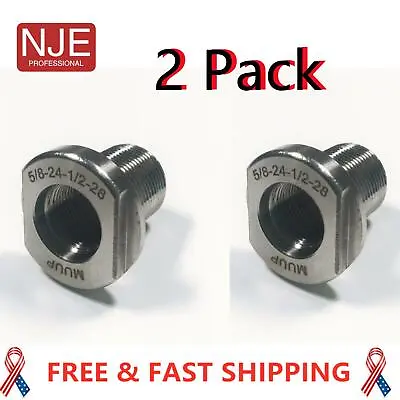 2 Pack Premium Thread Adapter 1/2x28 To 5/8x24 Stainless Steel  • $19.99