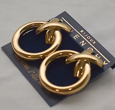 Vintage Givenchy Bijoux Paris Large Gold Criss Cross Earrings Pierced 1.75  NOS • $34.95