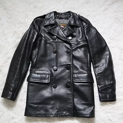 Vanson Leather Pea Coat Remington Jacket Cowhide Double Breasted 34 From Japan • $399