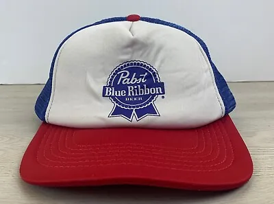 Pabst Blue Ribbon Hat Beer Adjustable Adult OSFA Adjustable Cap White Hat • $6