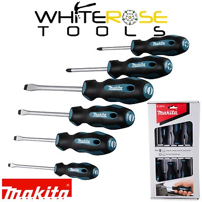 Makita Screwdriver Set Pozi Slotted Flat PZ SL Ergo Handle 100mm 6pc • £19.99