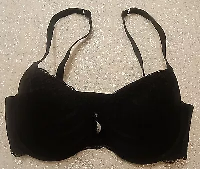 La Senza Wired And Padded Plunge Black Bras UK Size 36DD Good Condition  • £11.50
