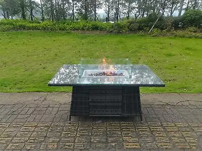 Fimous Rattan Gas Fire Pit Table Dining Table Burner Garden Furniture Heater  • £419