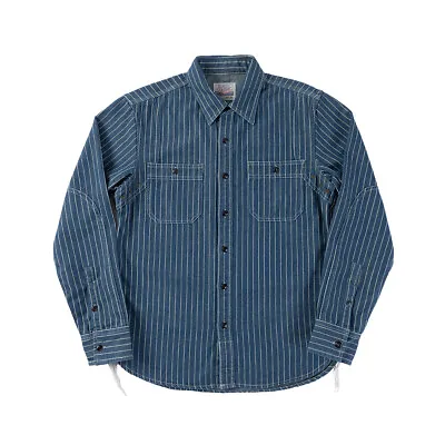 NON STOCK Vintage Stripe Men's Work Denim Railroad Long Sleeve Wabash Shirt • $39.99
