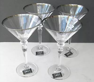 4 New Old Stock MIKASA JAMESTOWN MARTINI /MANHATTAN GLASSES With Platinum Trim • $100