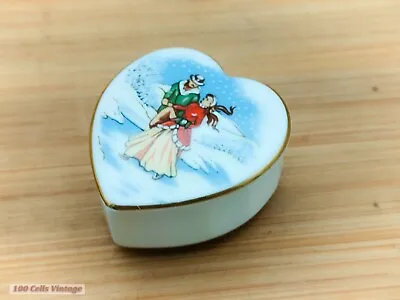 Tiny Coalport Heart Shaped Vintage Trinket/Jewellery/Pill Box-cgr • £12.99