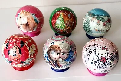 $29.90 • Buy LOT Of 6 Christmas Ornament Puzzle Balls 3D Ravensburger 60 Pieces