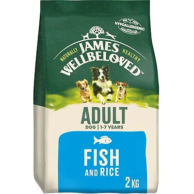 2kg James Wellbeloved Natural Adult Complete Dry Dog Food Biscuits Fish & Rice • £10.99