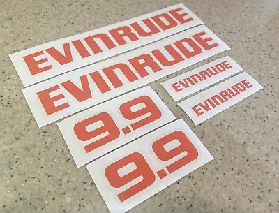 Evinrude Vintage 9.9 HP Outboard Motor Decals Orange Vinyl + FREE Shipping! • $14