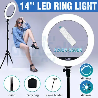 $57.98 • Buy 14 5500K Dimmable Diva SMD LED Ring Light Diffuser Stand Make Up Studio Lighting